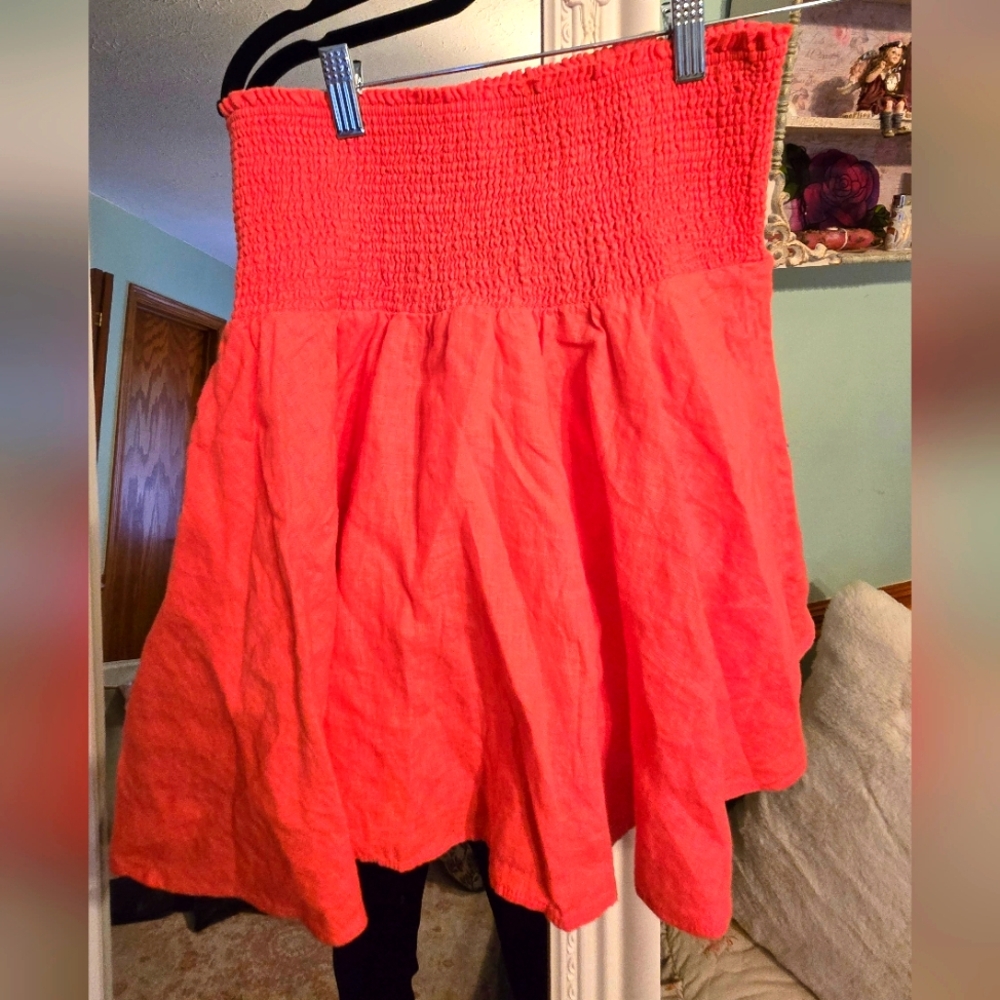 J Crew coral Smocked Women's Skirt